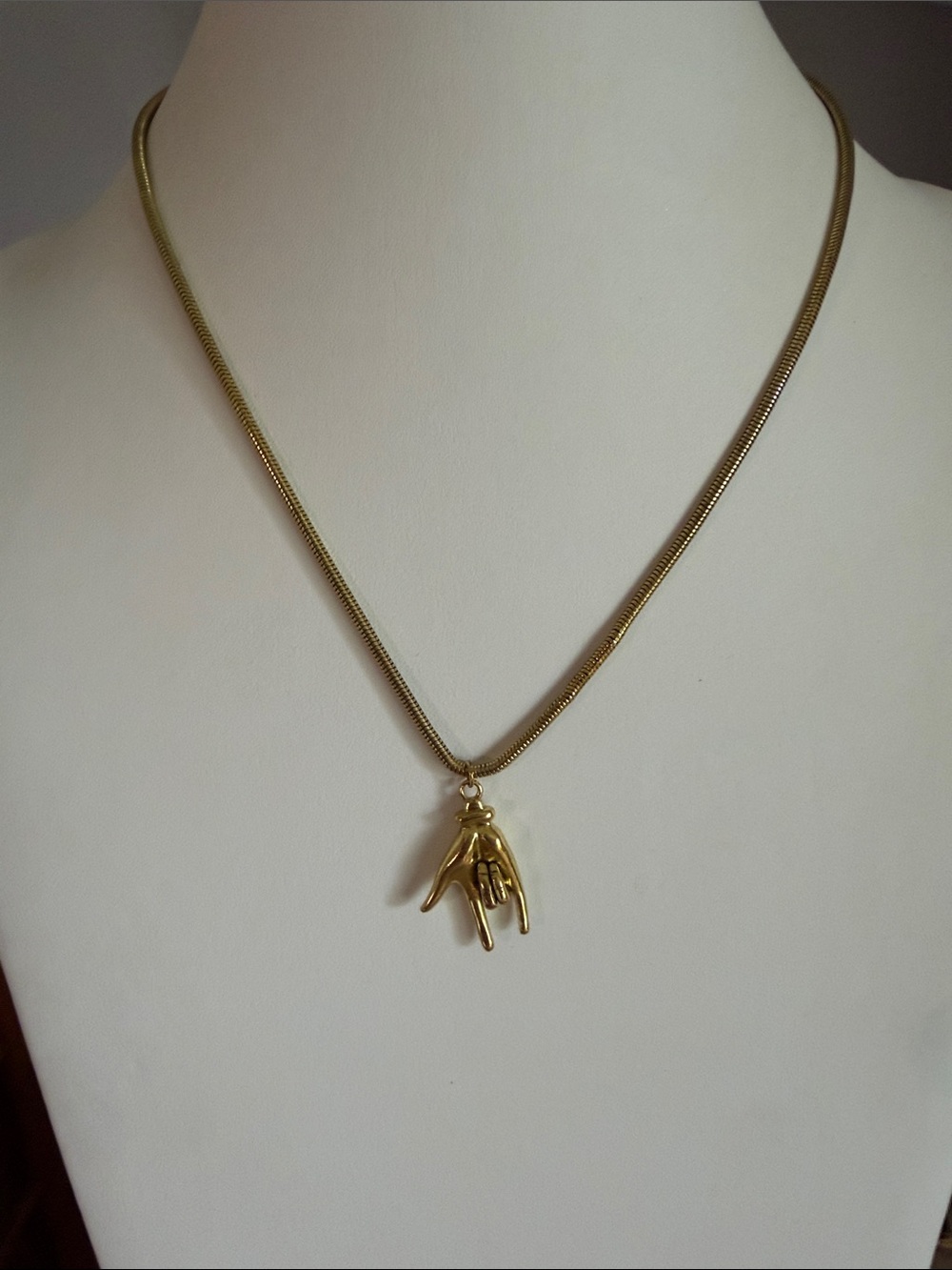 Feed Me Gems Gold Hand Charm Pendant Necklace - Women's Jewelry